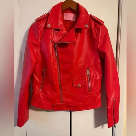 New Azalea Wang Cherry Red Faux Leather Jacket - Picture 6 of 8